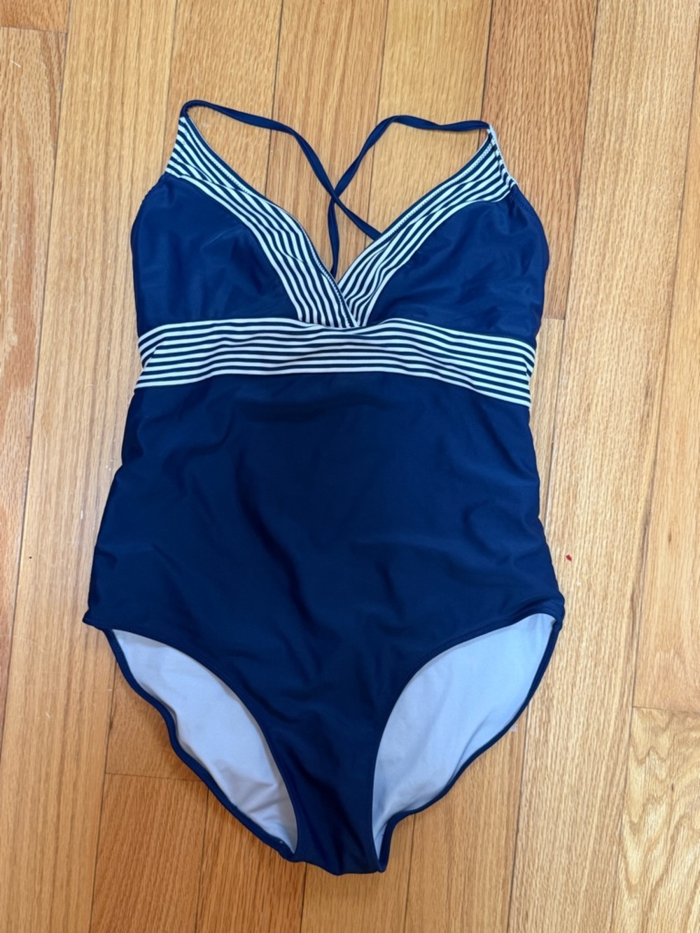 Vineyard Vines Navy One-Piece with White Stripe Accents